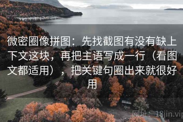 微密圈像拼图：先找截图有没有缺上下文这块，再把主语写成一行（看图文都适用），把关键句圈出来就很好用