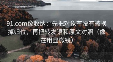 91.com像收纳：先把对象有没有被换掉归位，再把转发语和原文对照（像在用显微镜）