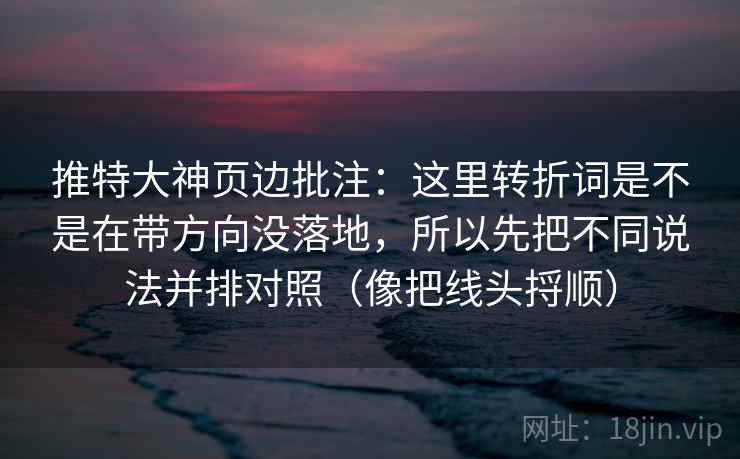 推特大神页边批注：这里转折词是不是在带方向没落地，所以先把不同说法并排对照（像把线头捋顺）