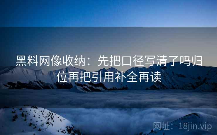 黑料网像收纳：先把口径写清了吗归位再把引用补全再读